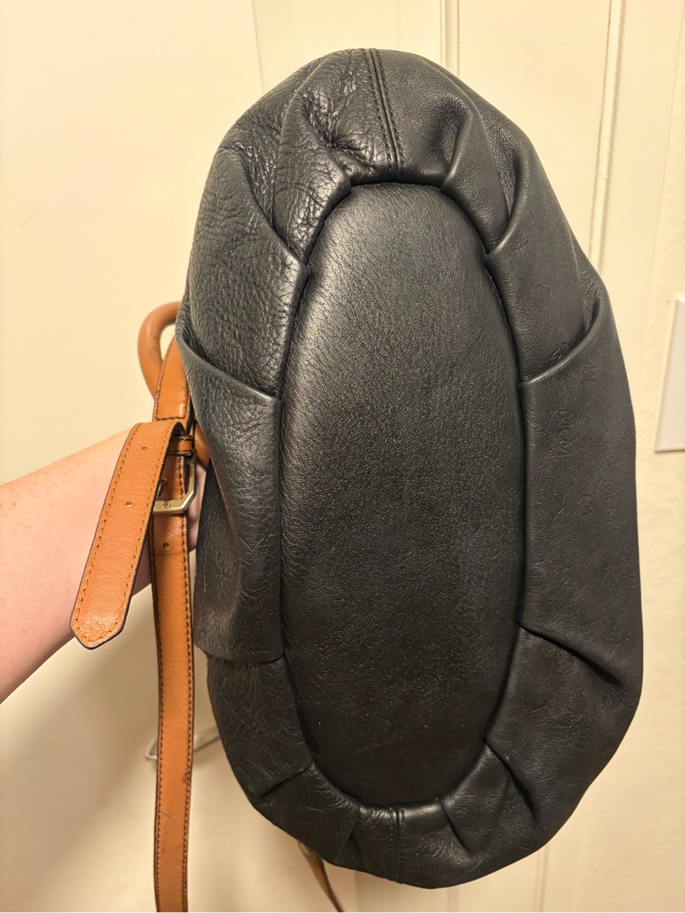MCM Black Leather Tote with Brown Handles and Strap - Picture 15 of 17